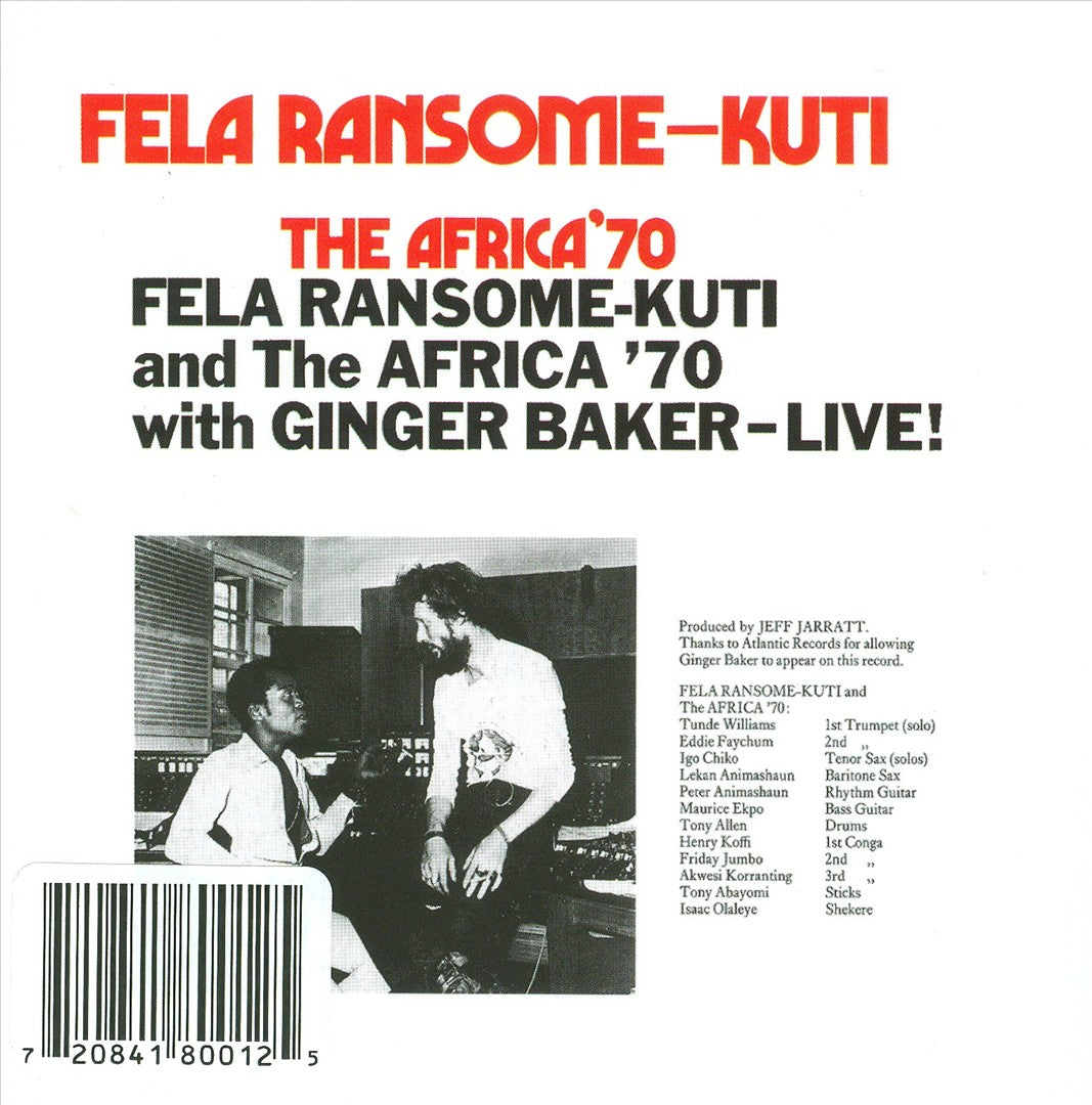 Fela with Ginger Baker Live! cover art
