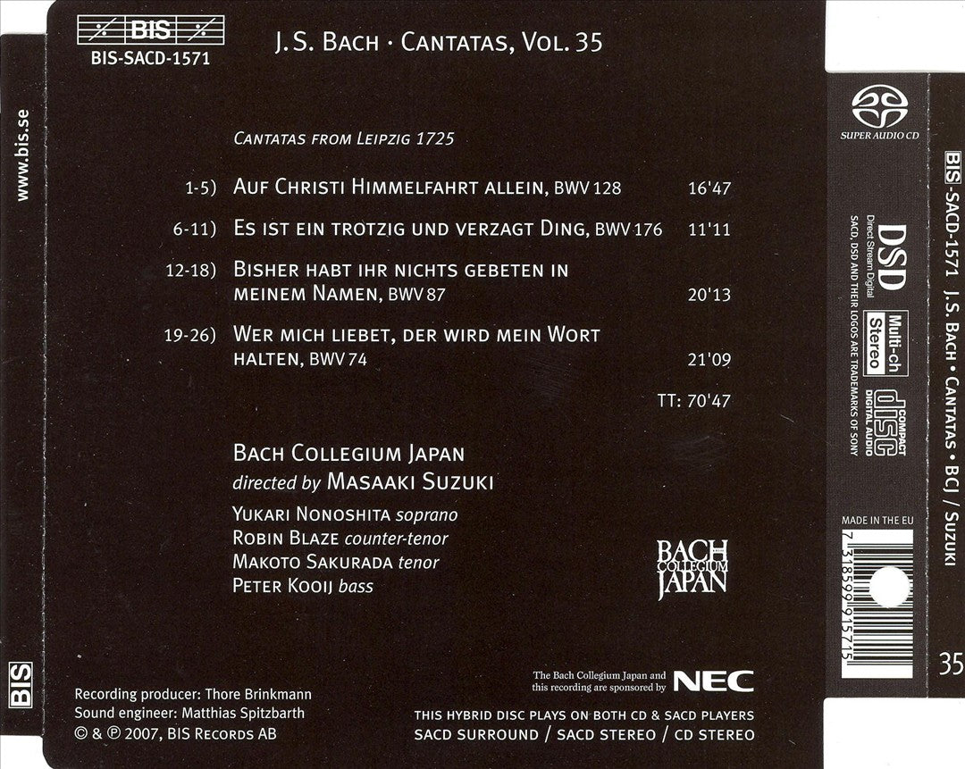 Bach: Cantatas, Vol. 35 - BWV 74, 87, 128, & 176 cover art