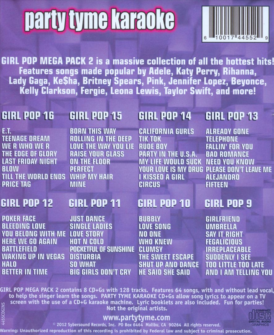 Party Tyme Karaoke - Girl Pop Mega Pack 2 [8 CD] cover art