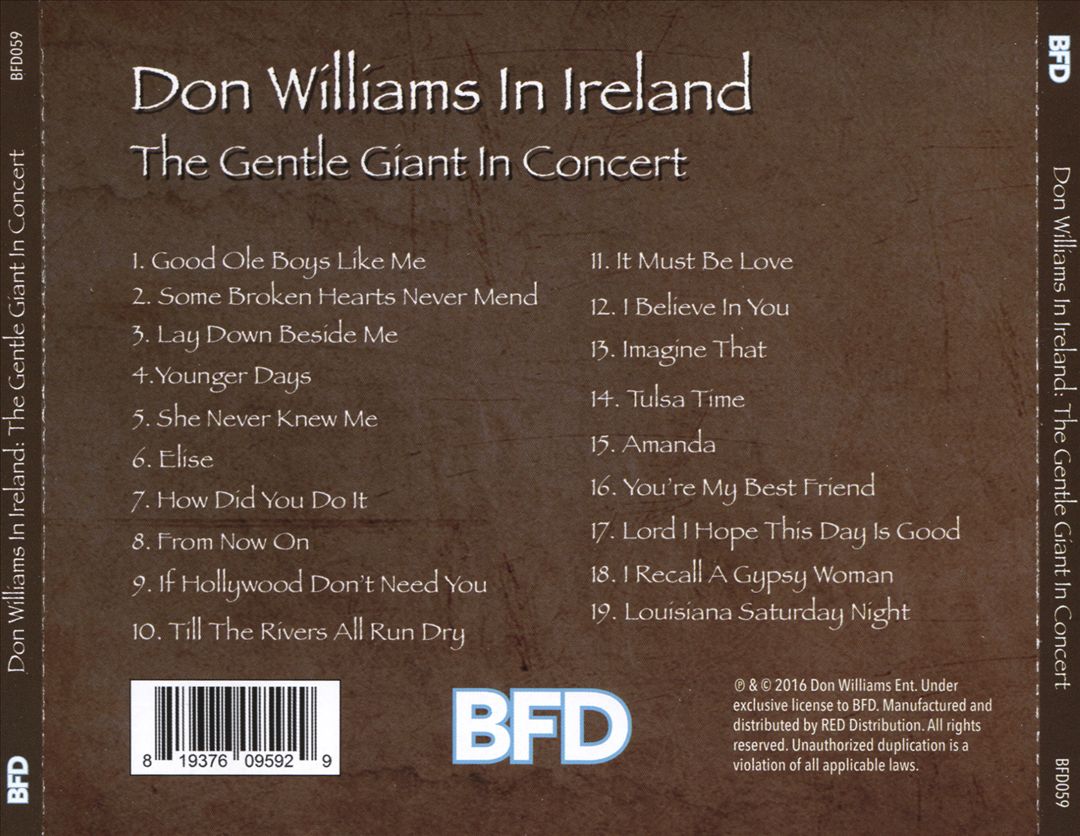Don Williams in Ireland: The Gentle Giant in Concert cover art