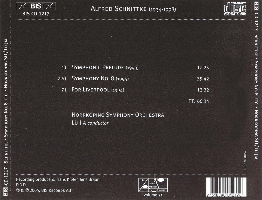 Alfred Schnittke: Symphonic Prelude; Symphony No. 8; For Liverpool cover art