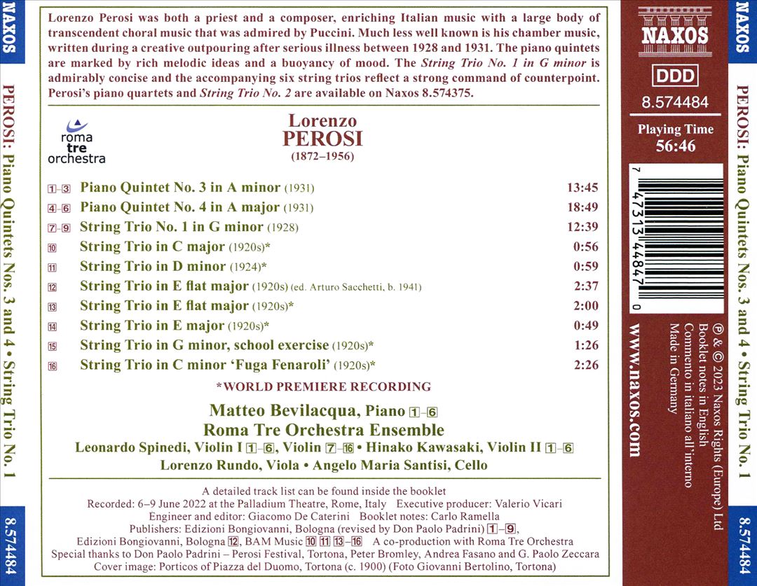 Lorenzo Perosi: Piano Quintets Nos. 3 and 4; String Trios cover art