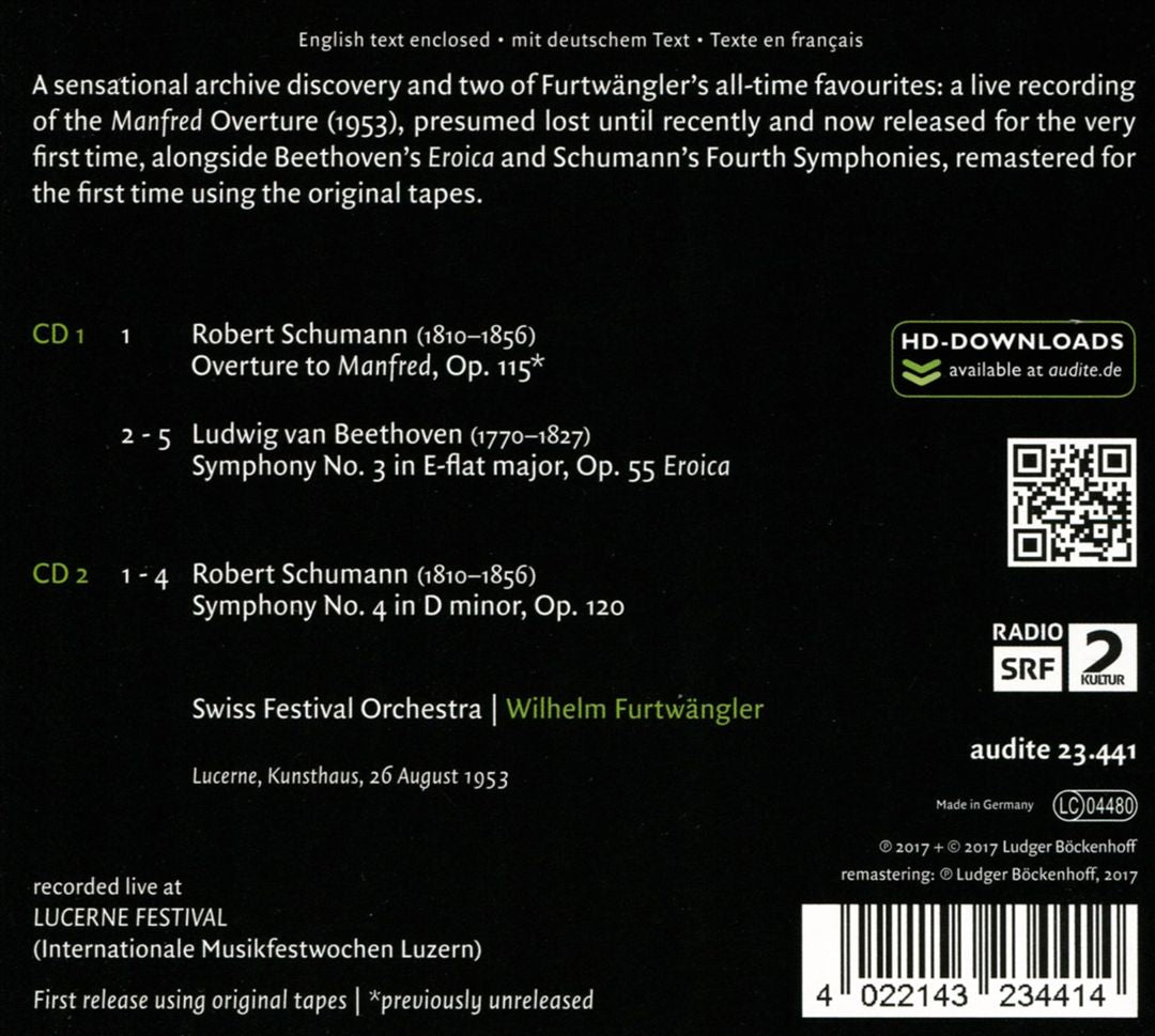 Schumann: Manfred Overture; Smphony No. 4; Beethoven: Symphony No. 3 Eroica cover art