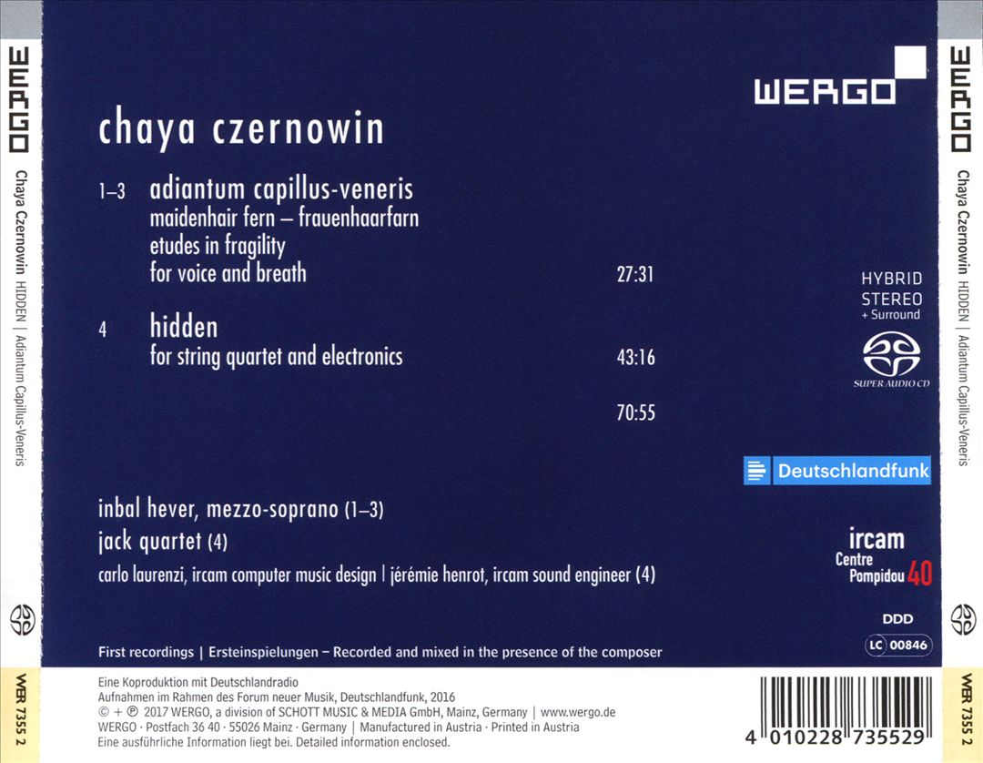 Chaya Czernowin: Hidden cover art