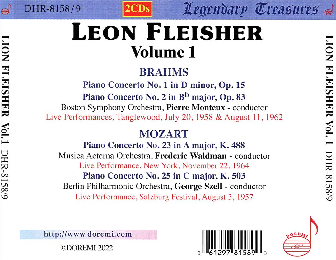Leon Fleisher Live, Vol. 1: Brahms, Mozart cover art