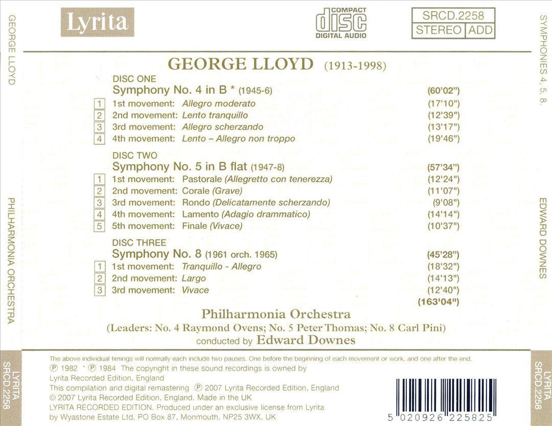 George Lloyd: Symphonies Nos. 4, 5 & 8 cover art