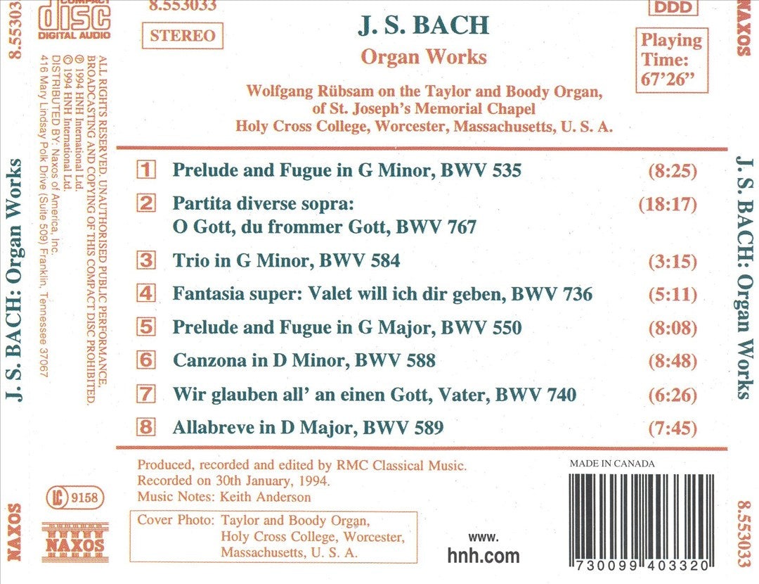 Bach: Organ Works cover art