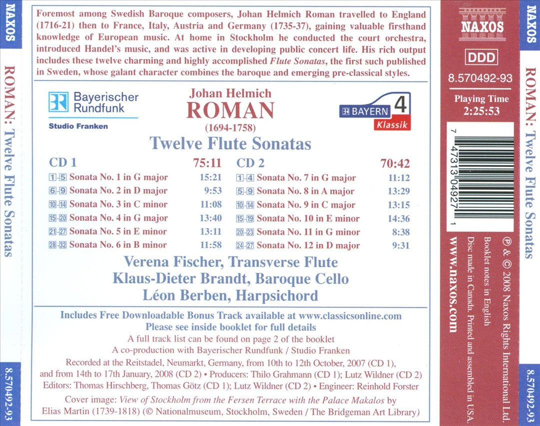 Johan Helmich Roman: Twelve Flute Sonatas cover art