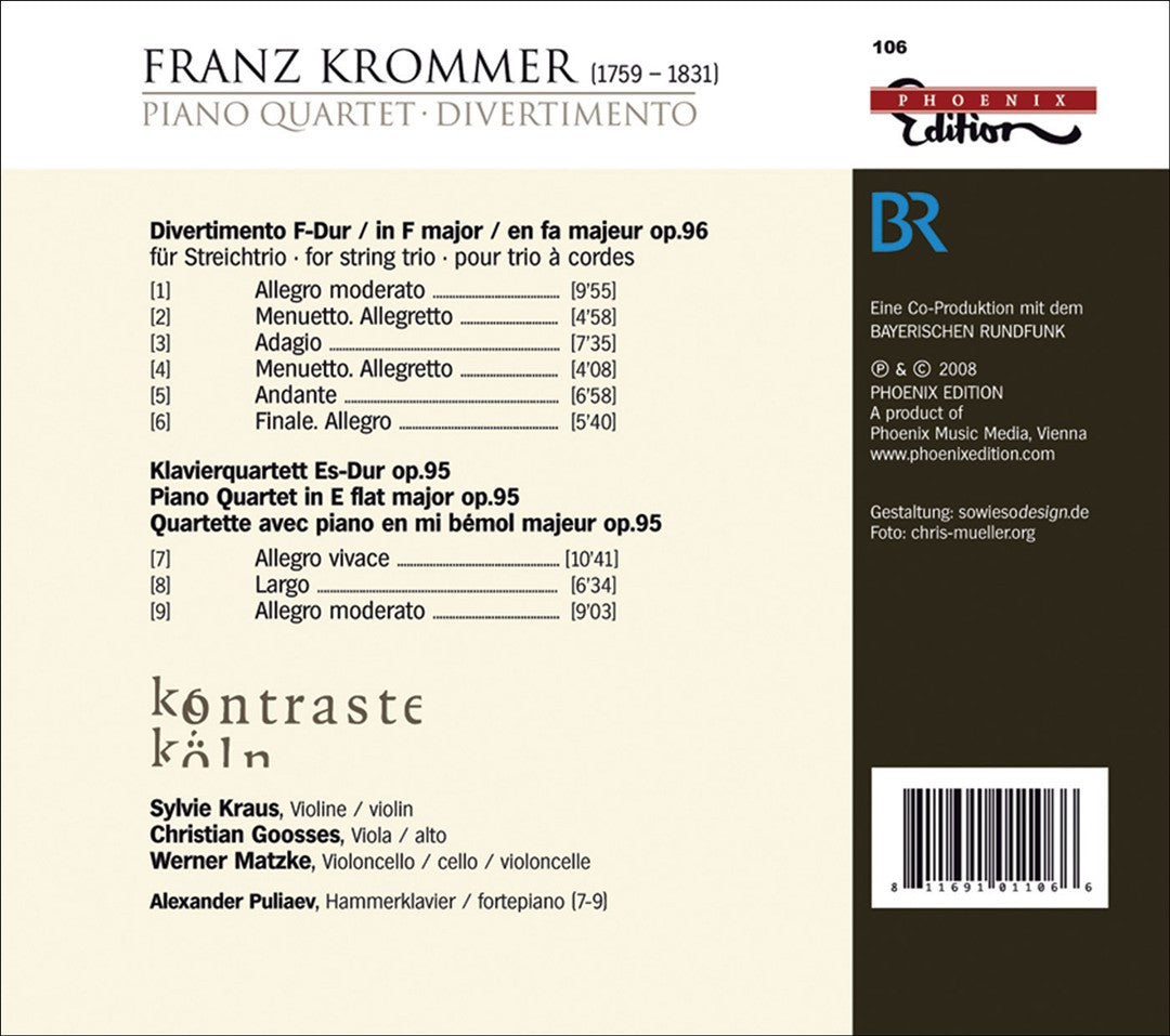 Franz Krommer; Piano Quartet; Divertimento cover art