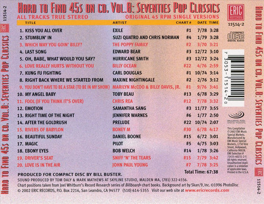 Hard to Find 45's on CD, Vol. 8: 70's Pop Classics cover art