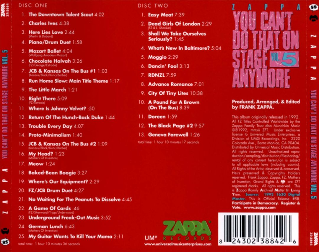 You Can't Do That on Stage Anymore, Vol. 5 cover art