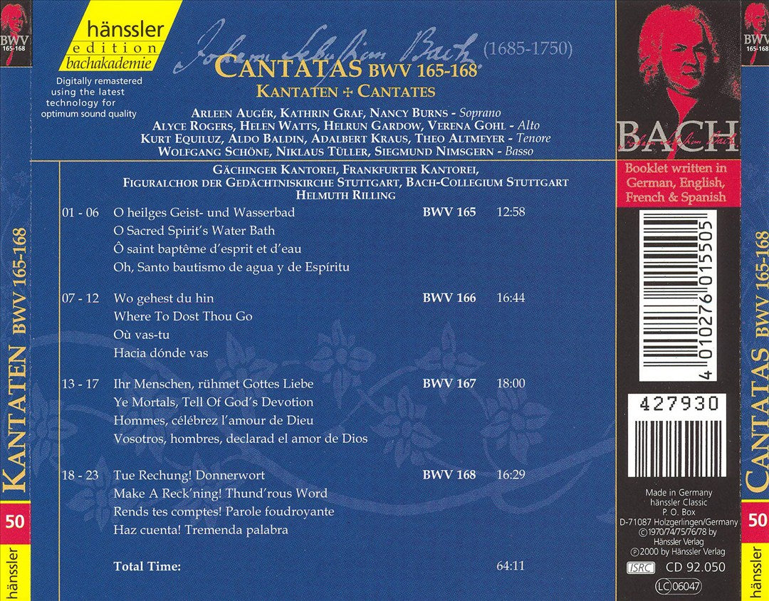 Bach: Cantatas, BWV 165-168 cover art