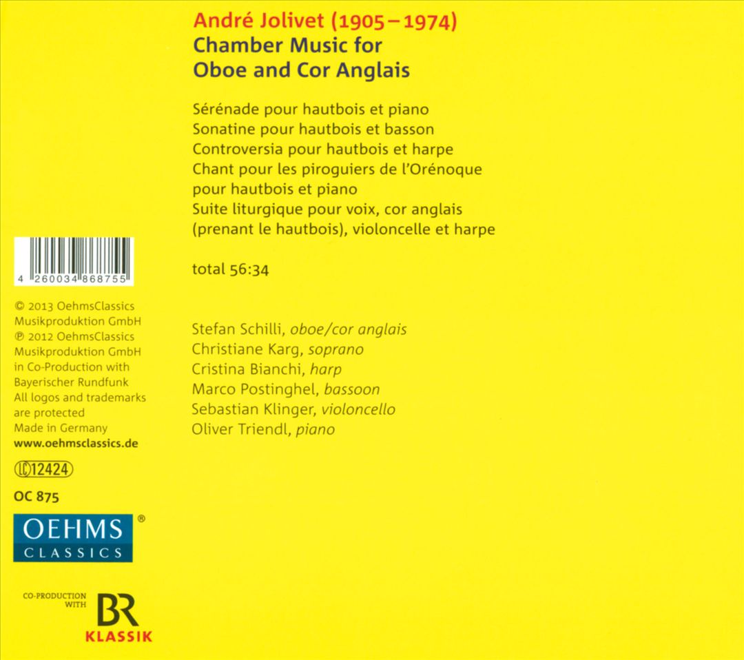André Jolivet: Chamber Music for Oboe and Cor Anglais cover art