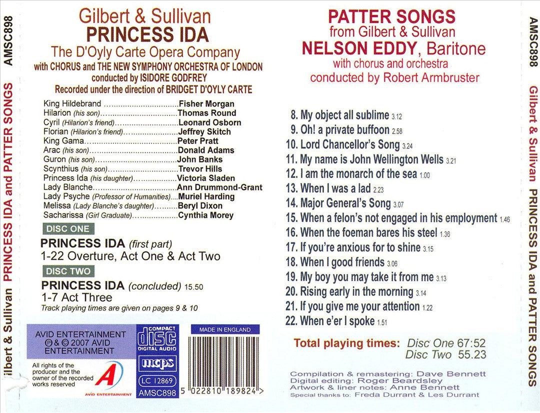 Gilbert & Sullivan: Princess Ida; Patter Songs cover art