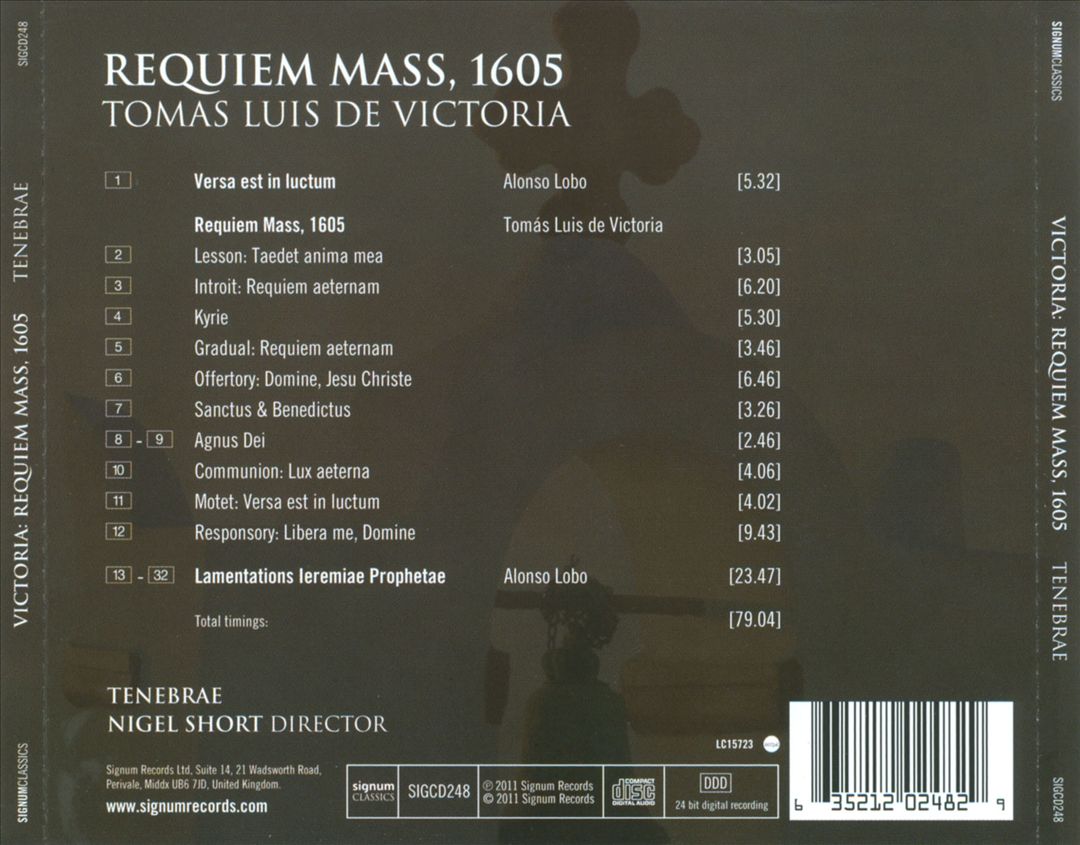 Tomás Luis de Victoria: Requiem Mass, 1605 cover art