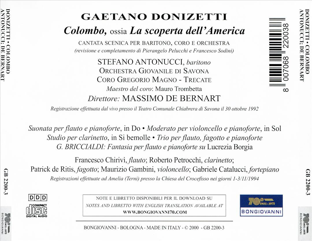 Gaetano Donizetti: Colombo ossia La Scoperta dell'America cover art