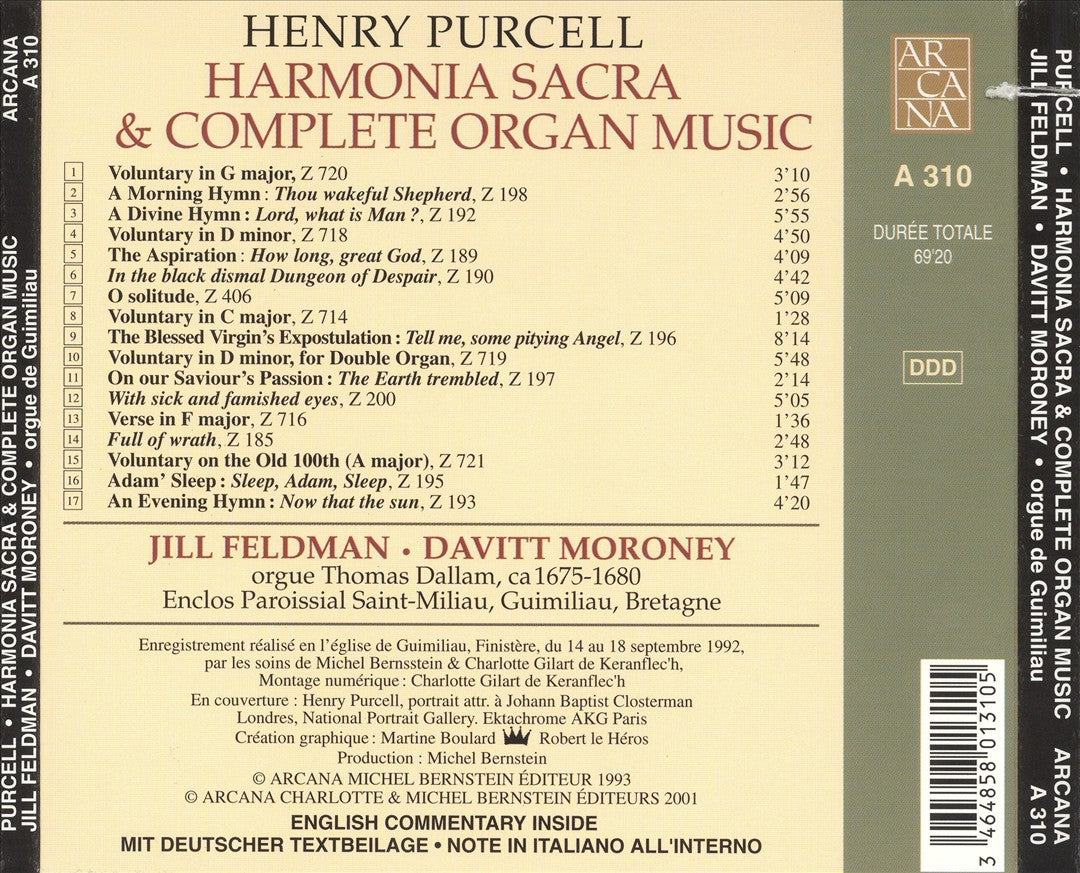 Purcell: Harmonia Sacra; Complete Organ Music cover art