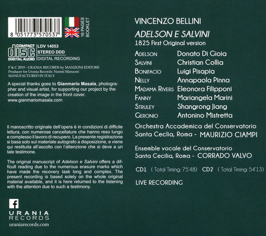 Vincenzo Bellini: Adelson e Salvini cover art
