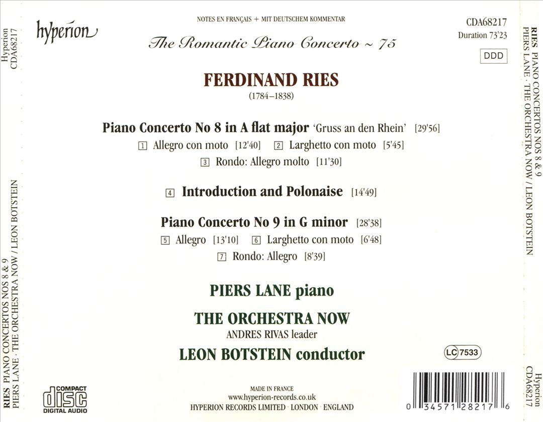 Romantic Piano Concerto, Vol. 75: Ries cover art