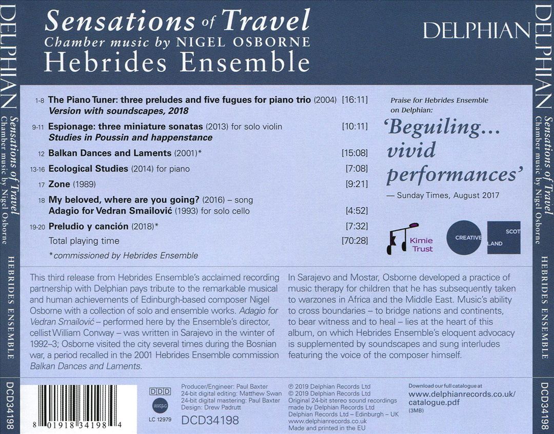 Sensations of Travel: Chamber Music by Nigel Osborne cover art