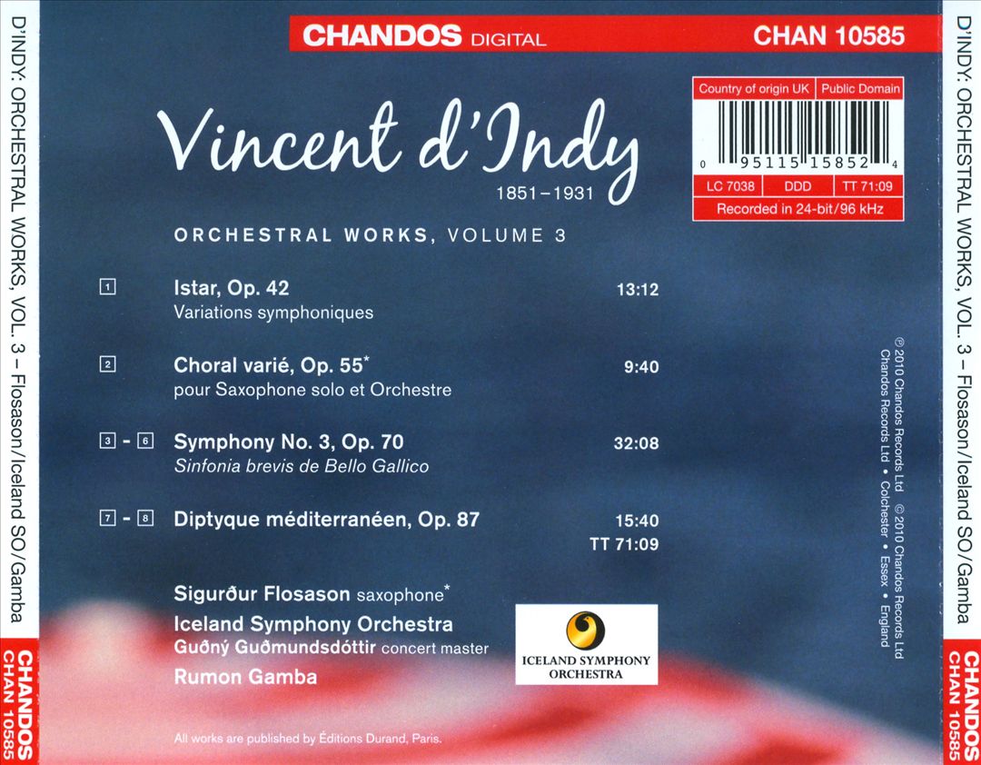Vincent d'Indy: Orchestral Works, Vol. 3 cover art
