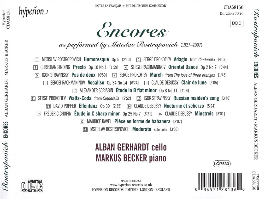 Rostropovich Encores cover art