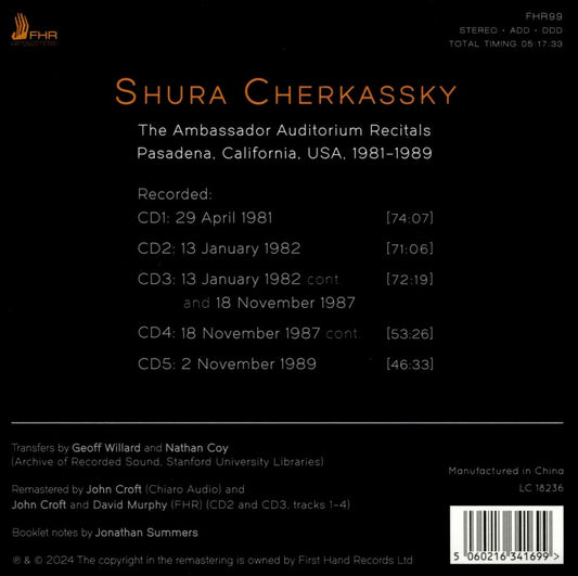 The Ambassador Auditorium Recitals: Pasadena, California, 1981-1989 cover art
