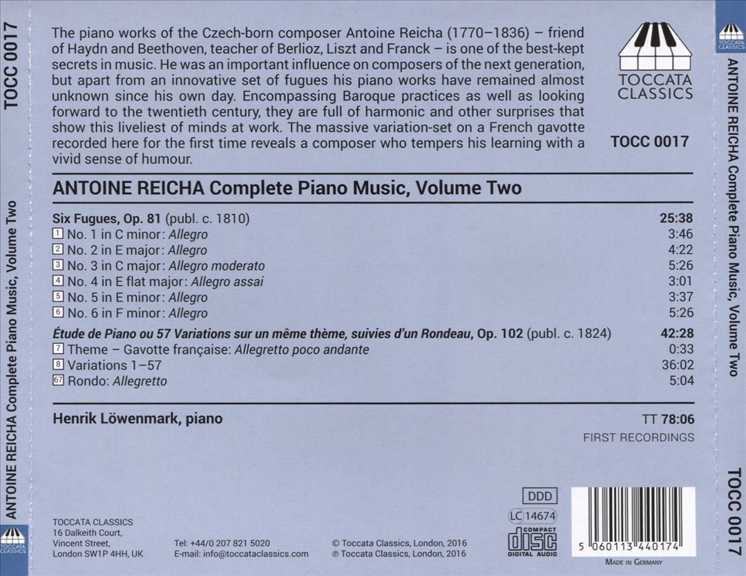 Antoine Reicha: Complete Piano Music, Vol. 2 cover art