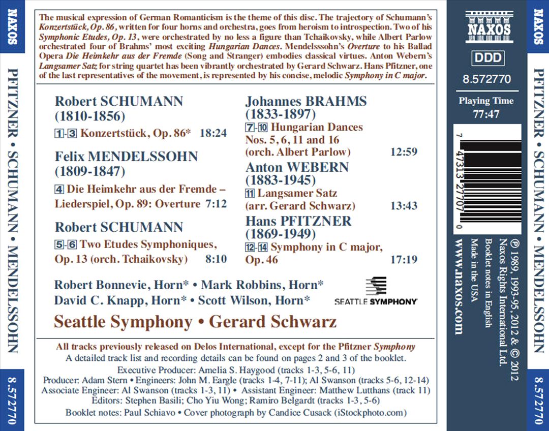 Pfitzner: Symphony in C; Schumann: Konzertstuck for Horn cover art