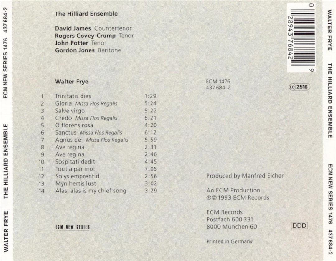 Hilliard Ensemble Sings Walter Frye cover art