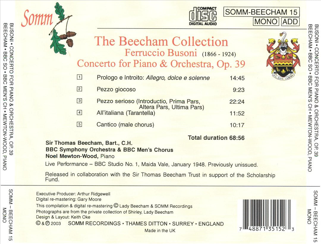 Busoni: Concerto for Piano & Orchestra, Op. 39 cover art