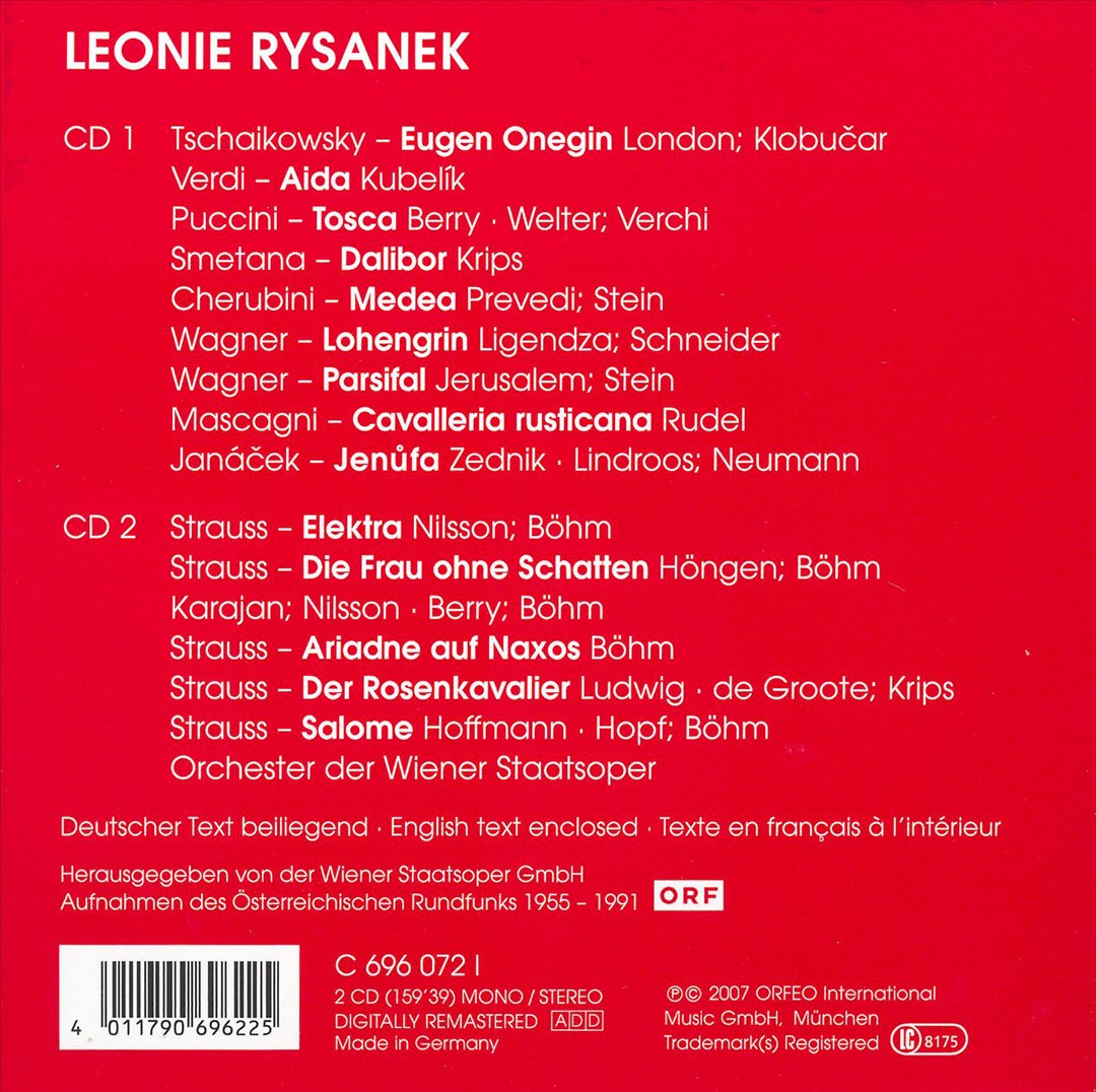 Leonie Rysanek, Live Recordings 1955-1991 cover art