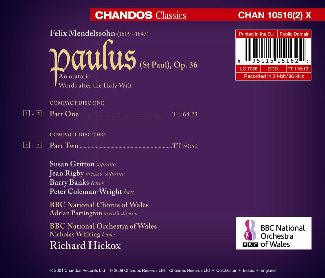Felix Mendelssohn: Paulus cover art