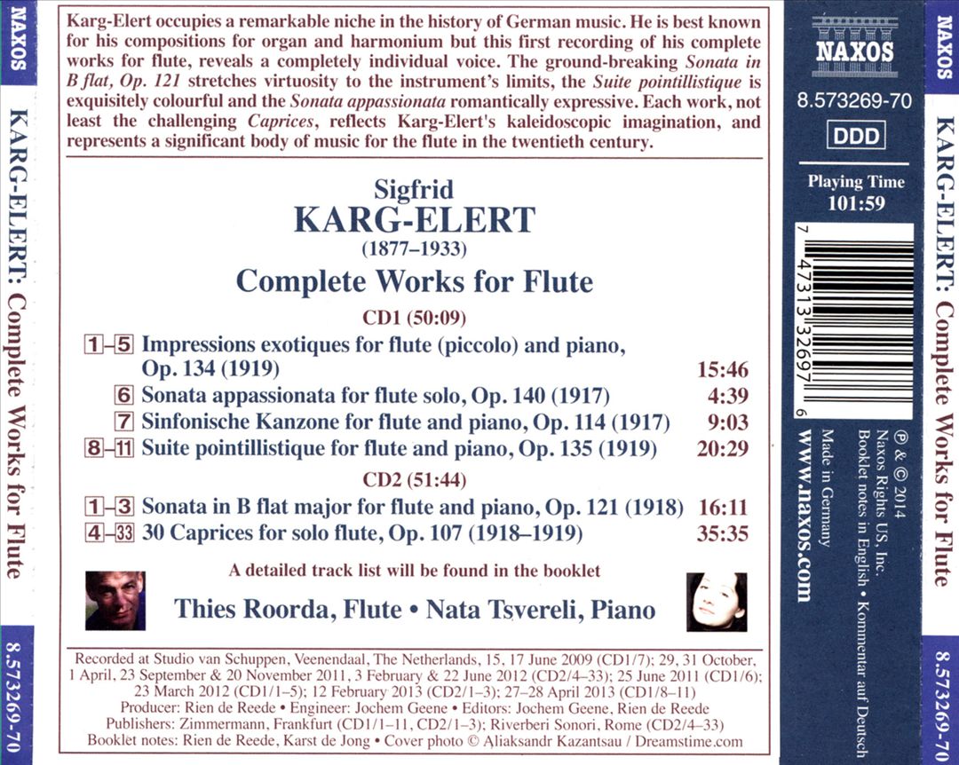Karg-Elert: Complete Works for Flute cover art