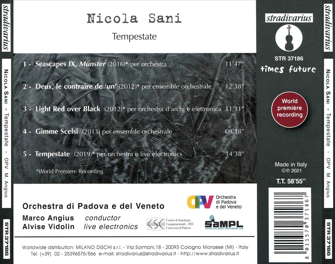 Nicola Sani: Tempestate - Orchestral Works cover art