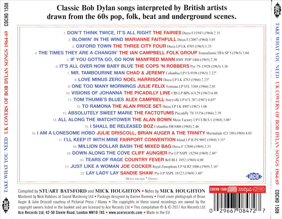 Take What You Need: UK Covers of Bob Dylan Songs 1964-1969 cover art