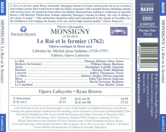 Pierre-Alexandre Monsigny: Le Roi et le fermier cover art