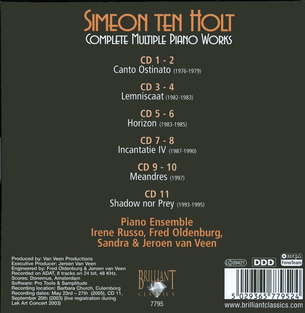 Simeon ten Holt: Complete Multiple Piano Works cover art