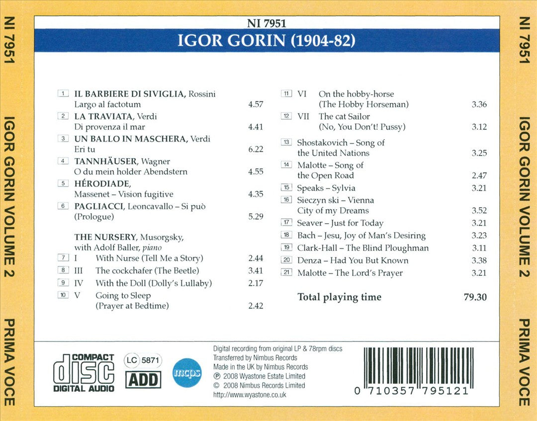 Prima Voce: Igor Gorin, Vol. 2 cover art