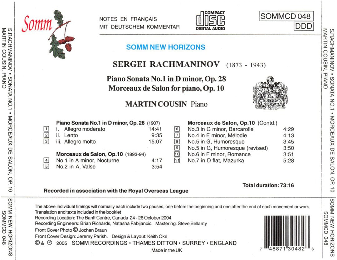 Rachmaninov: Piano Sonata No. 1, Op. 28; Morceaux de Salon, Op. 10 cover art