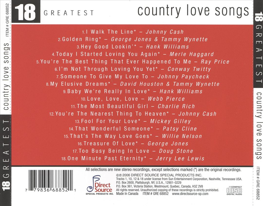 18 Country Love Songs cover art