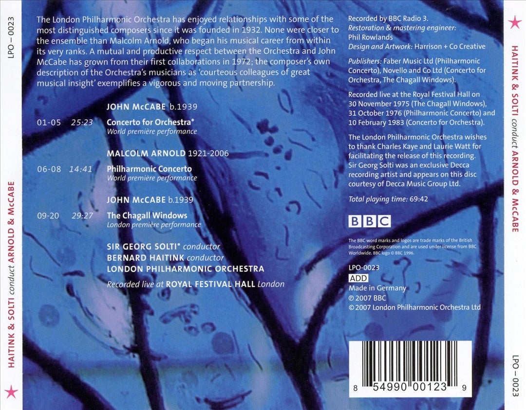 John McCabe: Concerto for Orchestra; The Chagall Windows; Malcolm Arnold: Philharmonic Concerto cover art