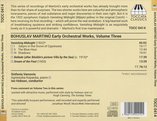 Bohuslav Martinu: Early Orchestral Works, Vol. 3 cover art