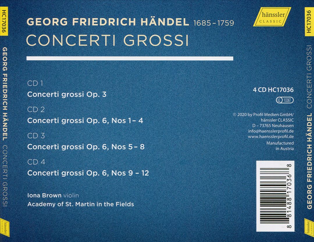Georg Friedrich Händel: Concerto Grossi cover art