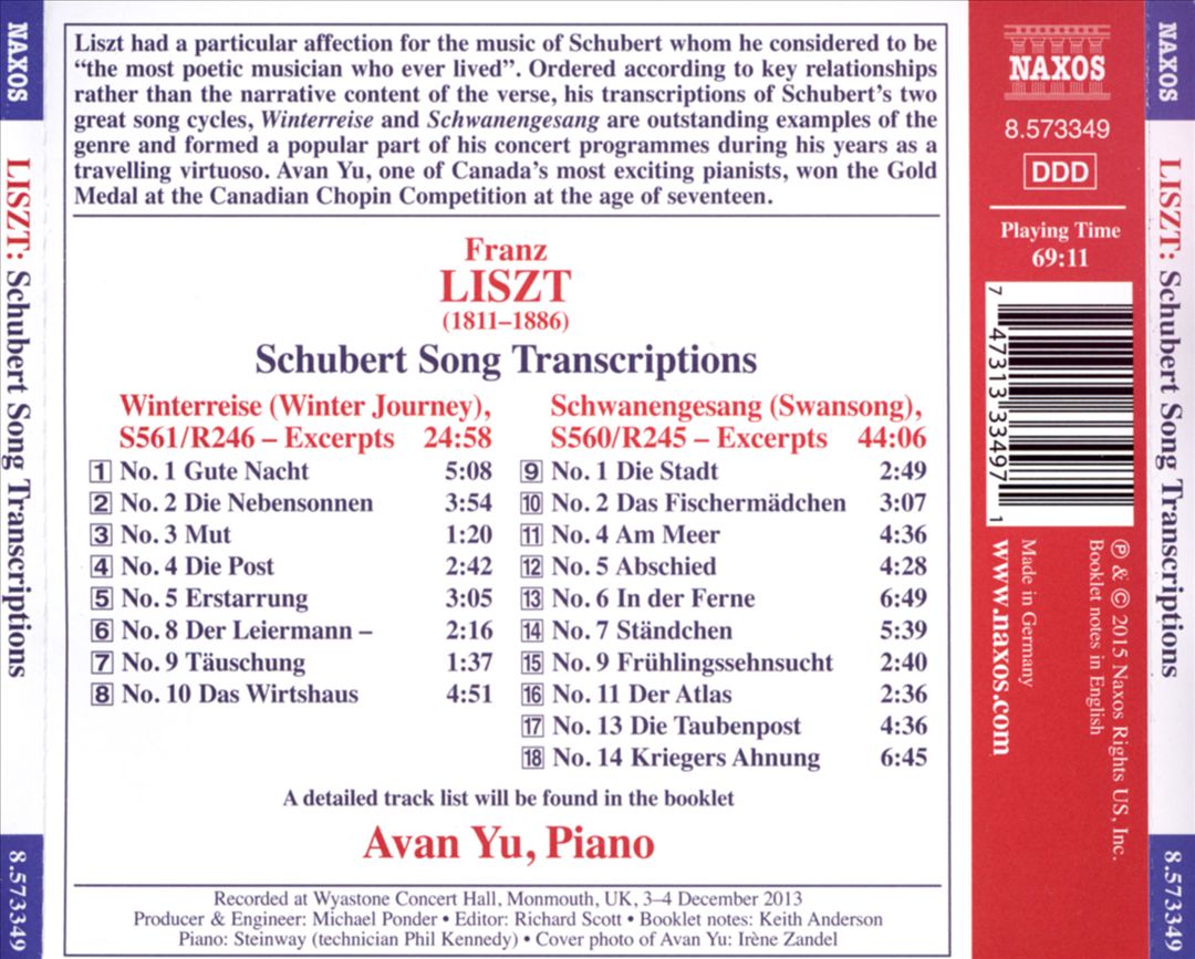 Liszt: Schubert Song Transcriptions cover art