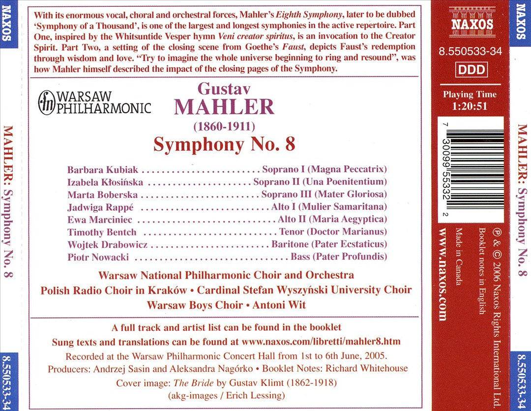 Mahler: Symphony No. 8 "Symphony of a Thousand" cover art