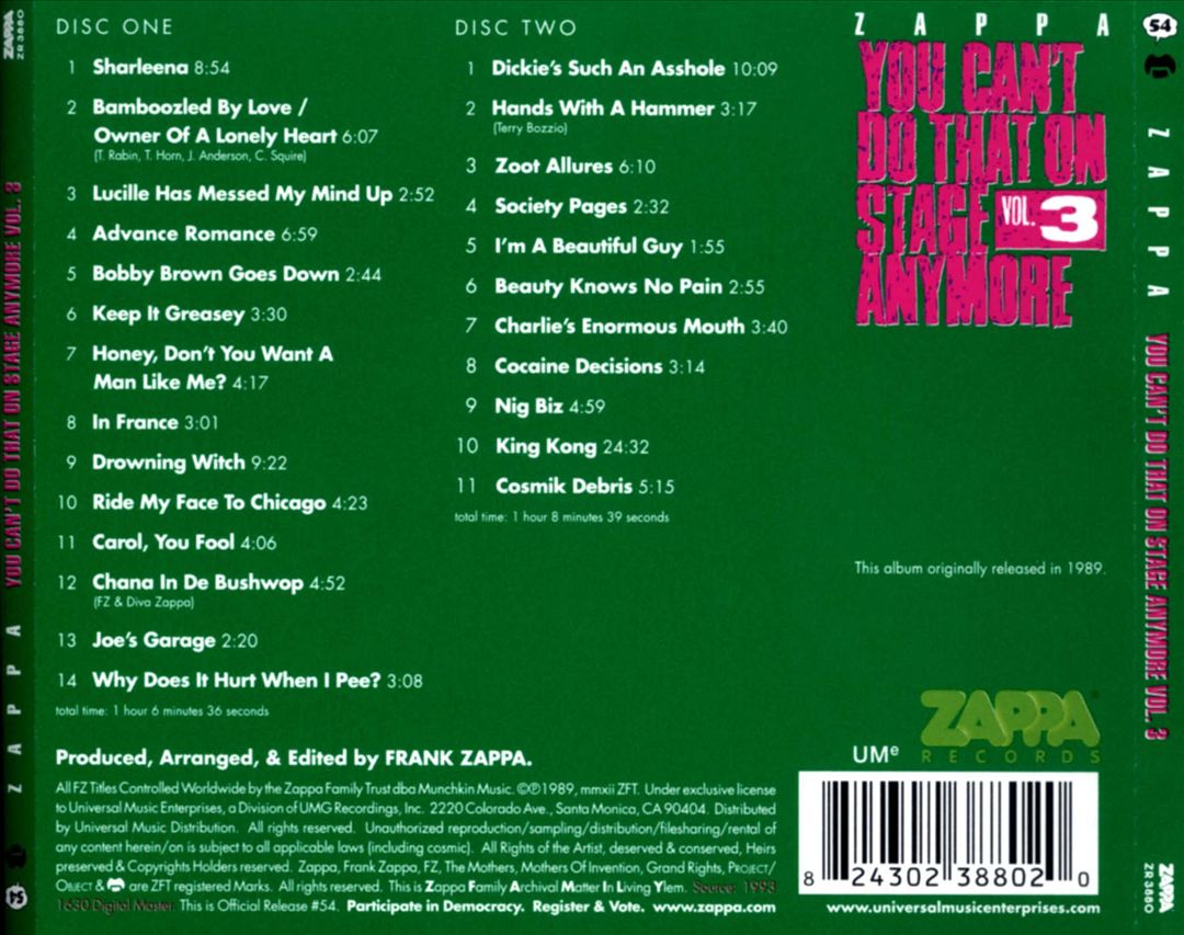 You Can't Do That on Stage Anymore, Vol. 3 cover art