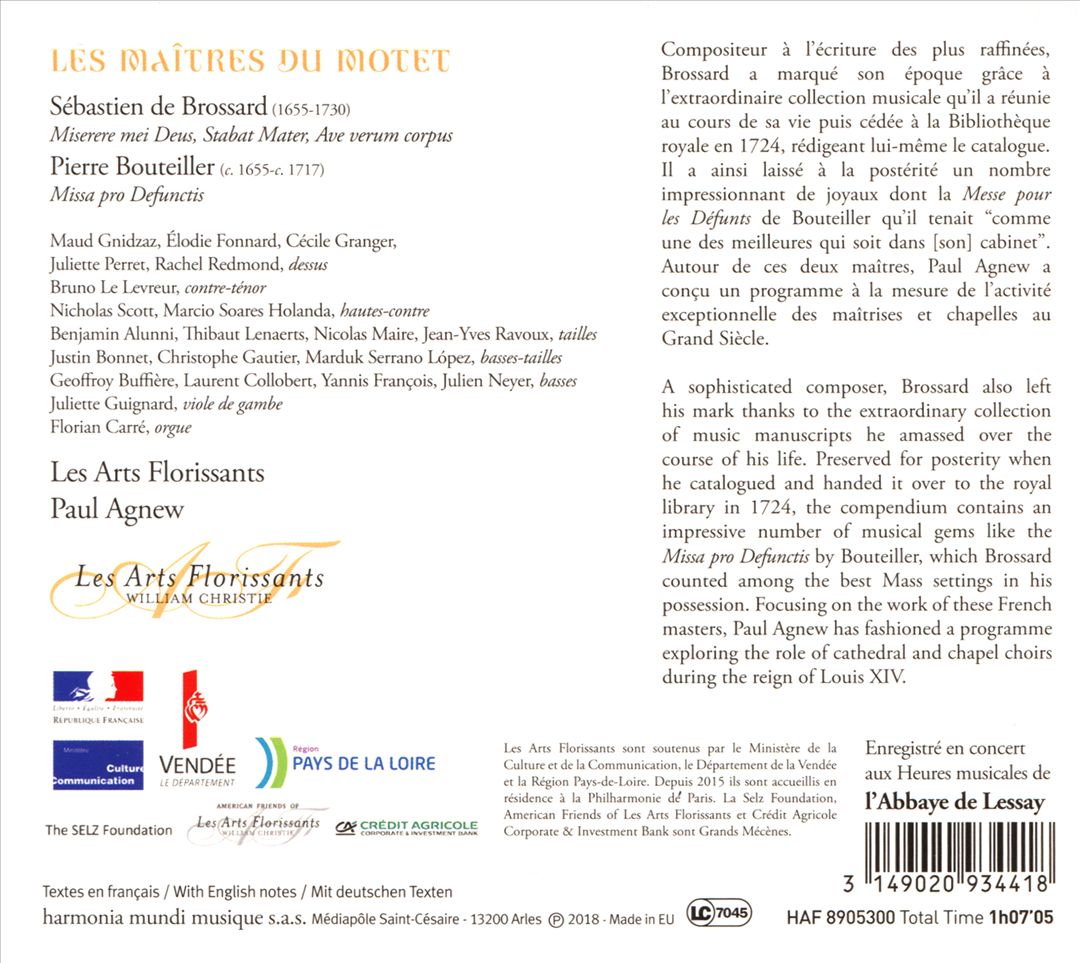 Maîtres du Motet: Sébastien de Brossard, Pierre Bouteiller cover art