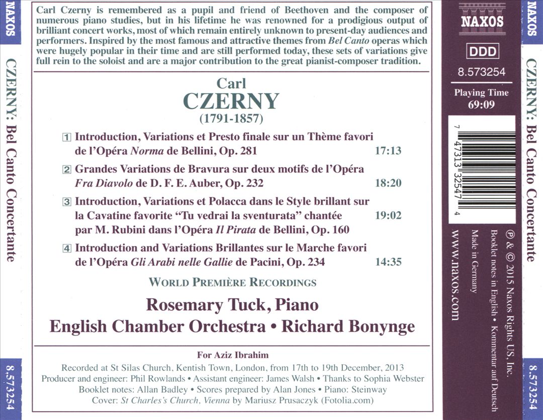 Czerny: Bel Canto Concertante cover art