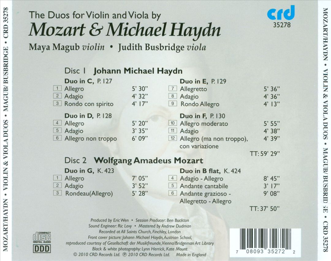 Duos for Violin & Viola by Mozart and Michael Haydn cover art